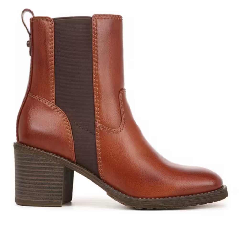 ZODIAC Claret Bootie Brown Ankle Chelsea Chunky Block Heel Boots Shoe Size 9 NEW